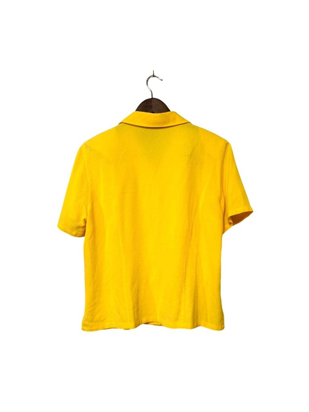 Koret Yellow Textured Button-Up Short Sleeve Womens Blouse Size M - Picture 2 of 5